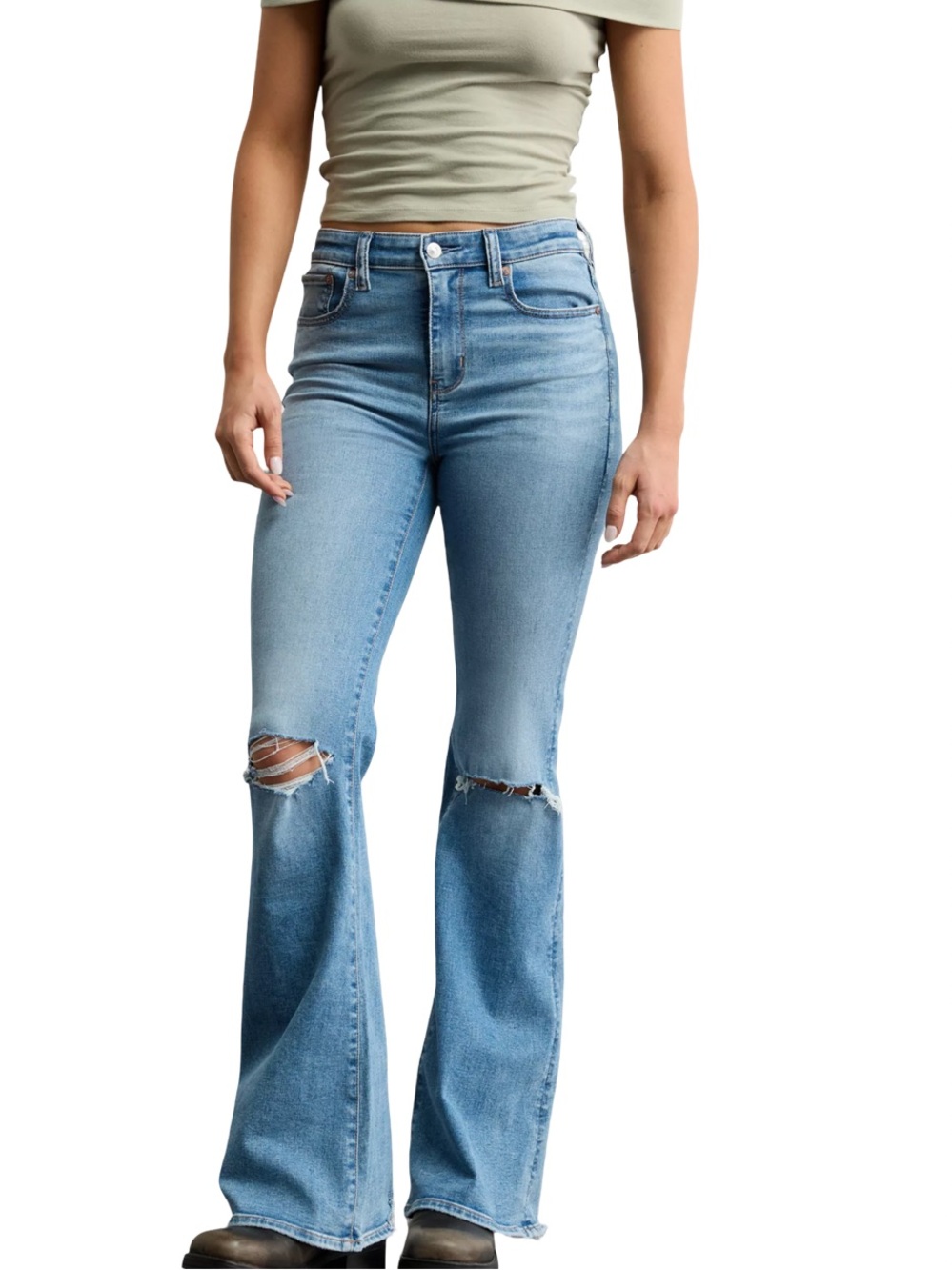 American Eagle Next Level Ripped Flare Jean